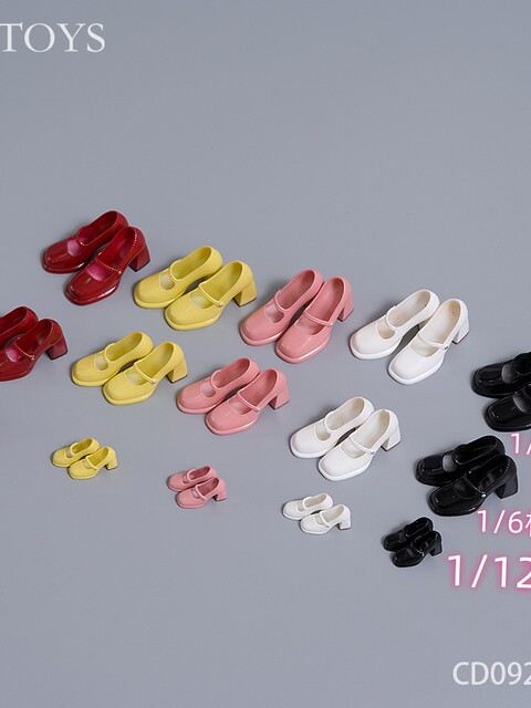 In Stock Cdtoys Cd092 093 1/6 1/12 Retro Mary Jane Shoes Chunky Heel Jk Small Leather Shoes High Heels