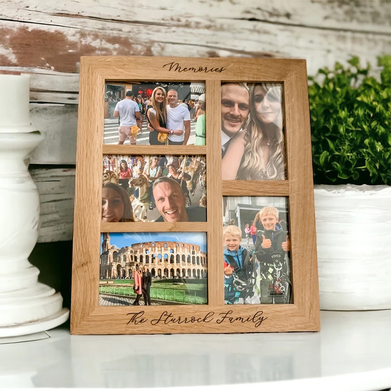 Personalized Family Member Couple Engraved Name Photo Multi-Frame Wooden Photo Frame Wedding Anniversary Gift