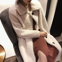 2020 new winter long sheep shearing grain wool coat women lapel real hair one-piece fur coat