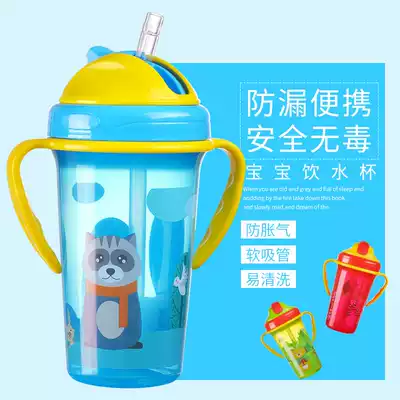 Baby drinking cup Learning drinking cup Straw cup Water cup Drinking water drinking milk Baby children anti-fall with handle