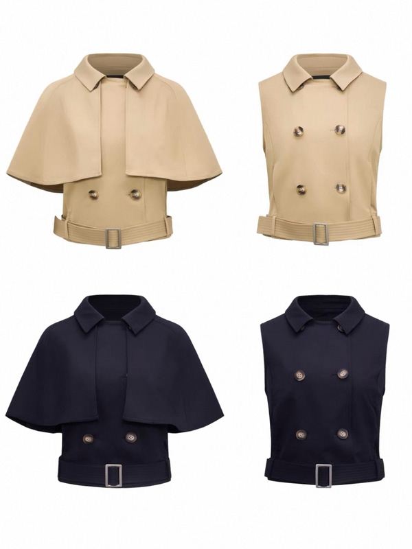 In Stock, High-Quality Weeeechan Model Similar to Zhan Zhan'S, Detachable Cape Trench Coat Jacket