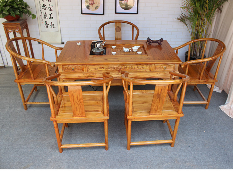 Solid wood tea table and chair combination Chinese kung fu tea table tea ceremony simple household dining table desk multi-purpose table