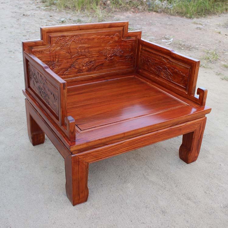 New Chinese solid wood slamming with chair single seat sofa Leisure minimalist Zen Bench Imitation Ancient Mind-style Zen Chair Original Wooden-Taobao