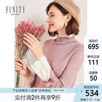 FINITY womens new autumn and winter casual lazy wind pullover base sweater loose turtleneck beaded sweater for women