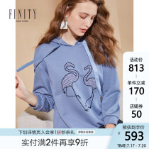 FINITY autumn womens new fashion hooded sweater loose Korean version of long-sleeved womens thin top lazy wind