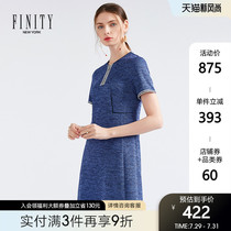 FINITY base skirt womens round neck zipper waist thin bright silk knitted dress