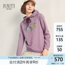 FINITY womens autumn and winter clothing new brand sweater loose hooded womens solid color top velvet thickened