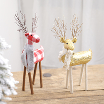 Christmas decoration cotton Christmas deer ornaments scene arrangement Christmas trinkets elk shop window layout