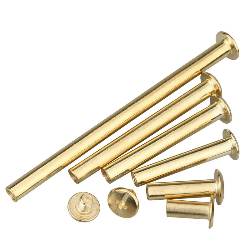 Copper plated book screw mother and child rivet book screw album sample book Butt screw recipe nail M5*4M5*125