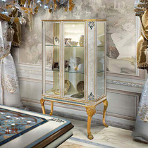 European style solid wood wine cabinet villa custom luxury living room furniture French shell inlay display cabinet storage wine cabinet