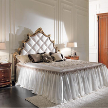 European bed double bed solid wood carved leather luxury master bed Italian Princess idyllic light luxury 1 8 m wedding bed