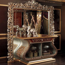 European-style solid wood porch cabinet Hall decoration locker multifunctional living room luxury carved wine cabinet tea cabinet