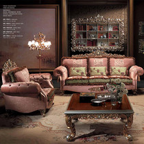 European style solid wood sofa combination Italian luxury sofa 123 Villa living room furniture high-grade fabric sofa