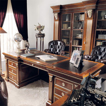 European-style solid wood desk high-end luxury study furniture custom Italian writing desk large class home boss table