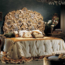 European style solid wood carved double bed 1 8m princess bed Italian Palace luxury bed high backrest Villa furniture customization
