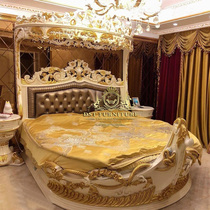 Eurostyle Large Bed Double Bed Master Bedroom Villa Bed Solid Wood Sculpture Flower Sea Pirate Ship Palace Prince Bed Handmade Furniture Custom