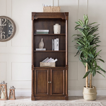 Solid wood bookcase with door book cabinet economical bookshelf locker double door free combination cabinet study locker