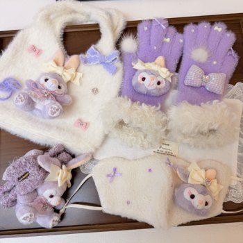 The same style as xiaohongshu's cute and super good-looking xingdai gloves, high-looking plush windproof and cold-resistant all-inclusive finger gloves