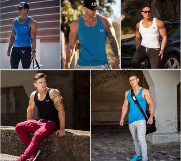 Mùa hè mới Slim cơ bắp anh em thể thao nam in vest thể thao in mồ hôi giản dị vest thể hình áo lót thể thao