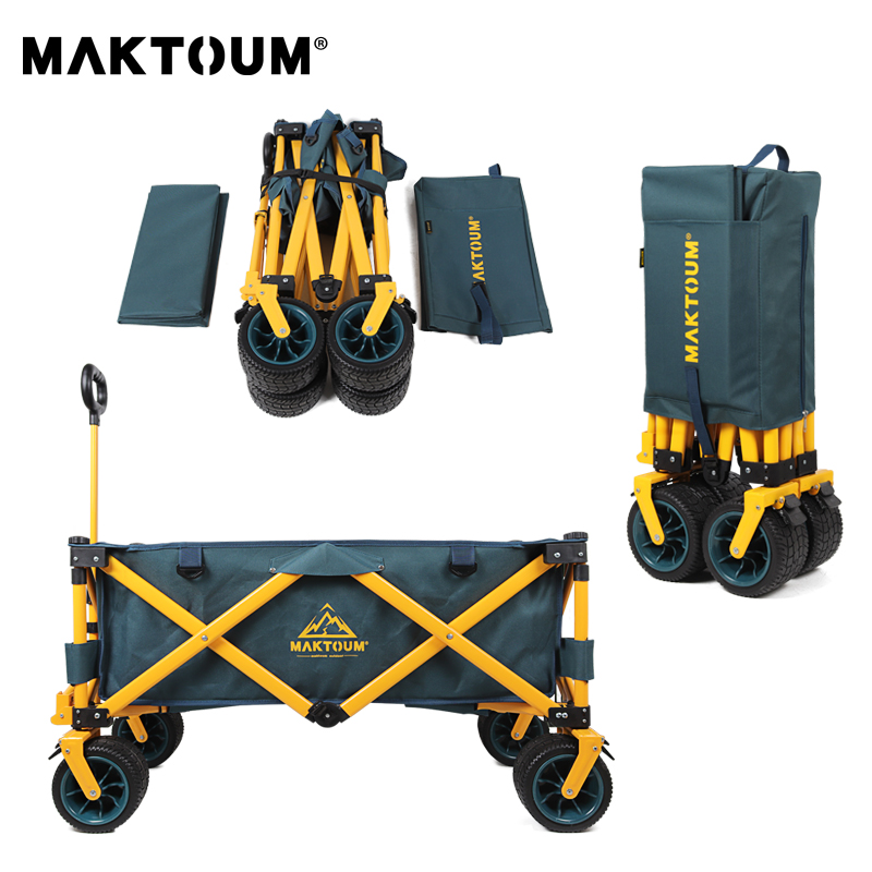 Makoto Outdoor Four Wheel Folding Portable Lever Rider Trailer Fishing Hand Pull Bike Camper Camper Camper Camper