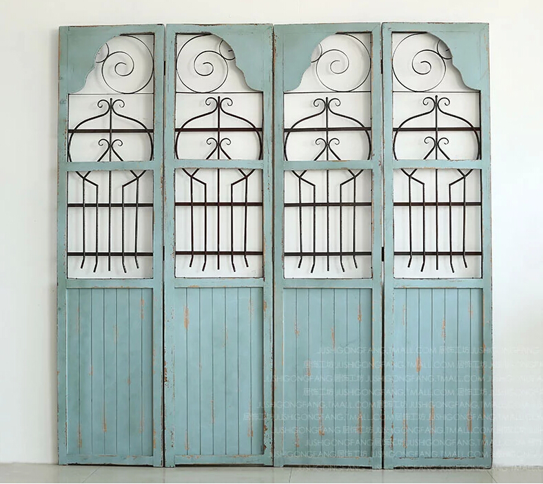 Vintage rắn gỗ cũ màn hình gấp openwork hiên phân vùng nước Mỹ biệt thự mô hình trang trí phòng - Màn hình / Cửa sổ vach ngan phong