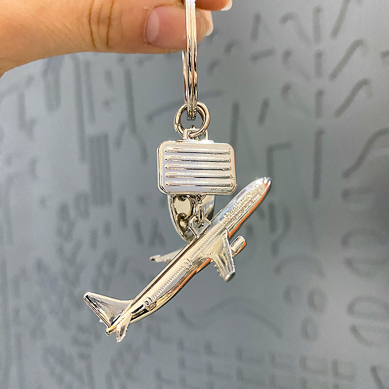 Metal Airplane Keychain Creative Crafts Personalized Key Ring Pendant Large Airplane Model Passenger Plane Airline