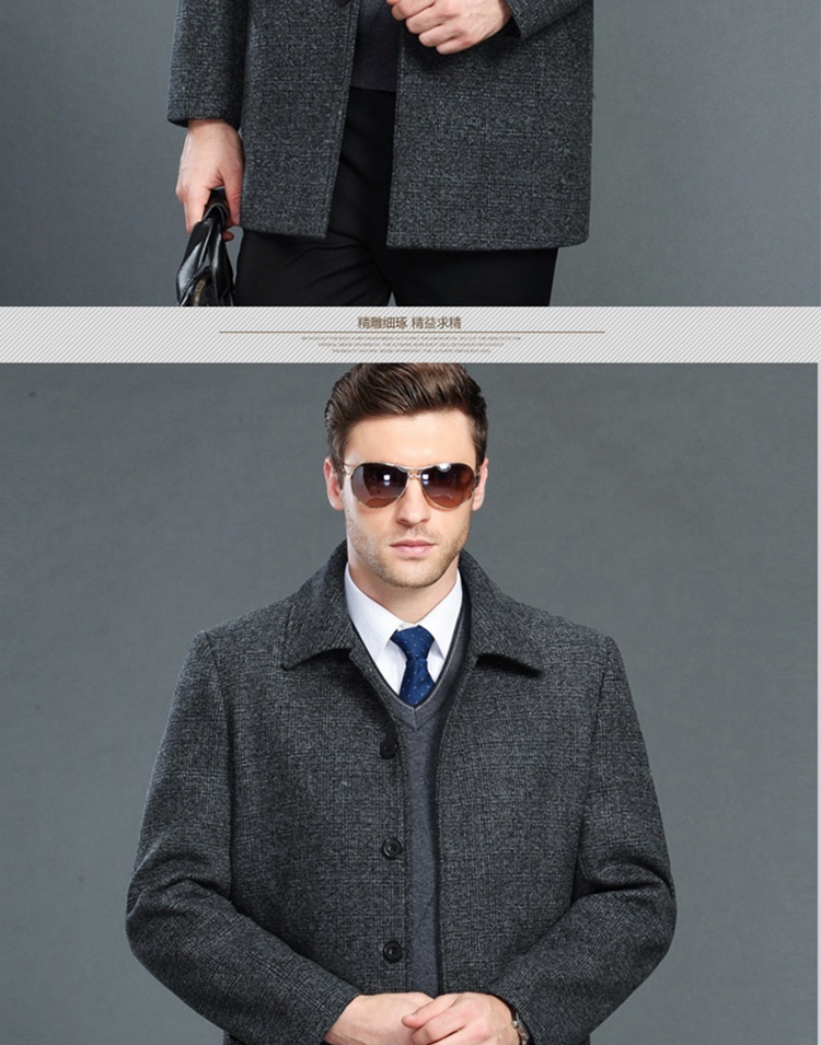 Áo khoác gió nam trung niên trong phần dài của áo len cashmere bố 195 cỡ lớn 200 kg XXXXL áo khoác nam