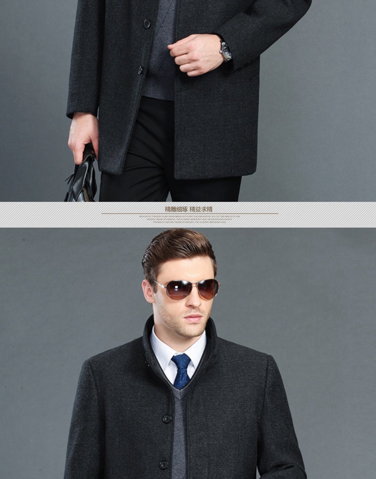 Áo khoác gió nam trung niên trong phần dài của áo len cashmere bố 195 cỡ lớn 200 kg XXXXL áo khoác nam
