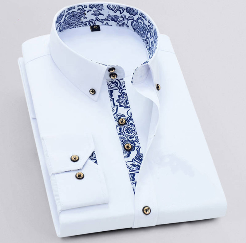 Spring and Autumn White Long-Sleeved Shirt for Men, Business Wrinkle-Resistant Casual Korean Style Slim Fit No-Iron Formal Short-Sleeved Shirt Trendy