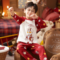 Boys' pajamas spring and autumn pure cotton long-sleeved thin 2022 new life-year boy baby net red Ottman