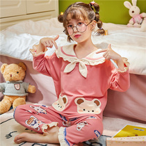 Girls' Pajamas Spring and Autumn Fun Cotton 2022 New Princess Wind Cute Net Red Children Girls Middle School Adolescents Fall