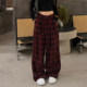 (Trendy Plaid) 2026 ຮູບແບບໃຫມ່ຂອງເກົາຫຼີແບບດ່ຽວແບບເພັດຮ້ອນ Plaid ອອກແບບ slimming wide-leg Pants Casual Pants