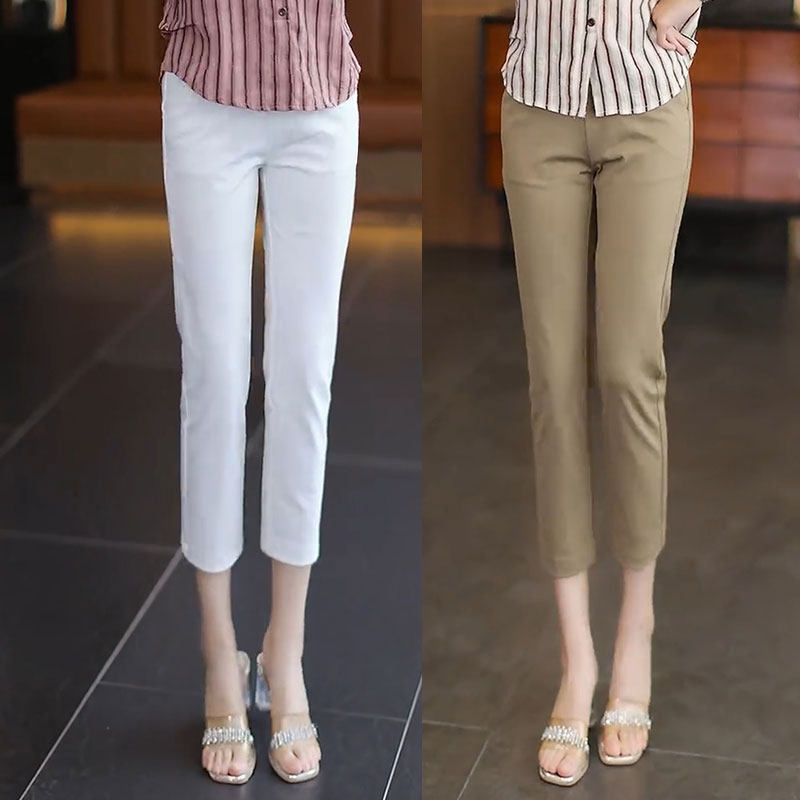 2026年夏新作 ハイウエスト スリム効果抜群 万能カジュアルパンツ レディース ゆったりストレートレッグ シガレットパンツ 小柄な体型向け (7/8丈 カプリパンツ)