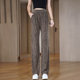 2026 Summer Thin Ice Silk Narrow Wide Leg Pants Fashionable Soft High Waist Slimming Loose Draping Versatile Straight Leg Pants
