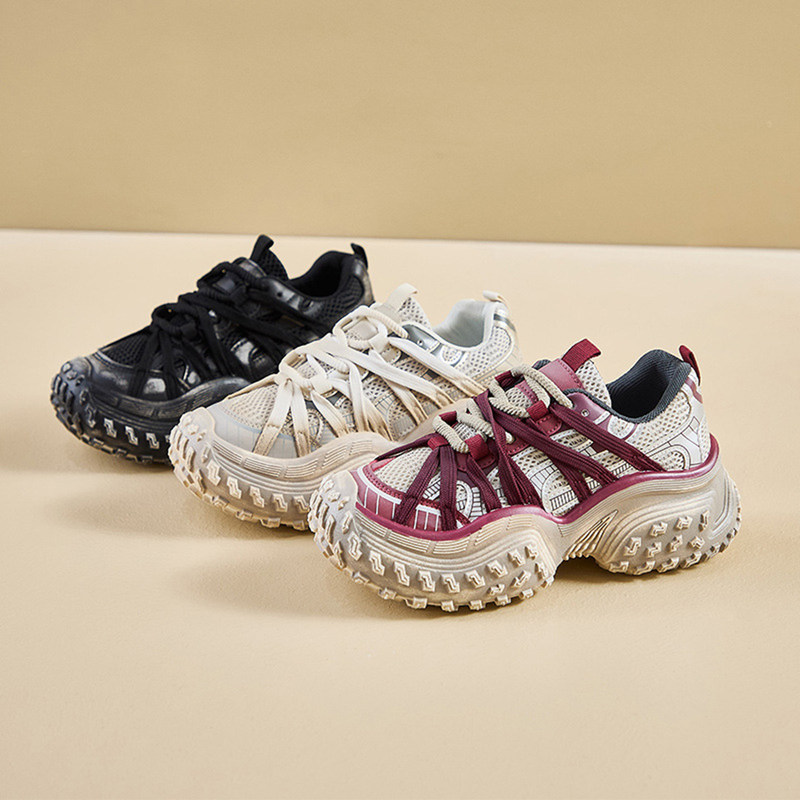 Women's Pala Shoes 2026 New Spring and Summer Mesh Breathable Casual Shoes Thick-Soled Durian Tire Sports Dad Shoes