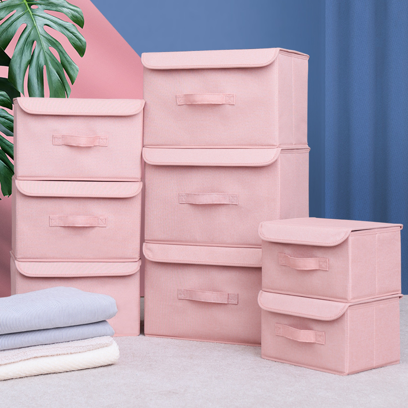 Lily Garden Cotton Hemp Cloth Art Finishing Containing Box Clothing Wardrobe Box box Student Dormitory Fold storage box