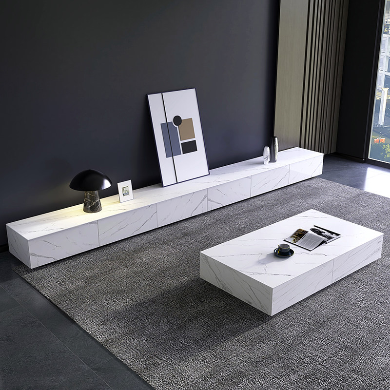 TV cabinet coffee table combination modern minimalist small apartment advanced slate living room solid wood floor cabinet Nordic light luxury floor