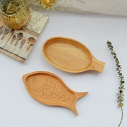 Đĩa gỗ hình cá sáng tạo của Nhật Bản, đĩa trẻ em dễ thương, snack trái cây, món ăn lạnh, bộ đồ ăn bằng gỗ, cửa hàng tạp hóa