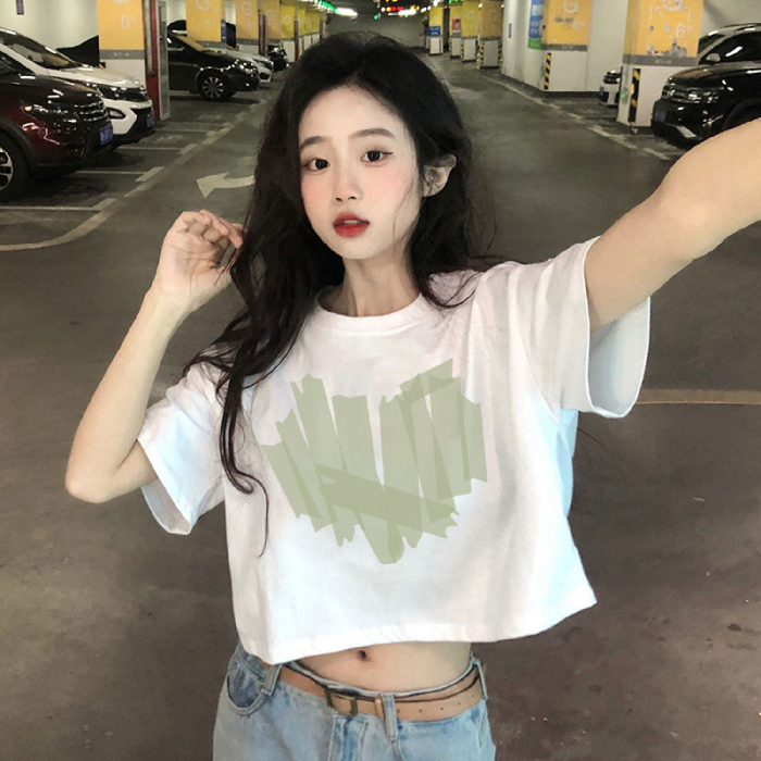 (70% off Special Zone) Heavyweight Pure Cotton New Style Regular Shoulder Short T-Shirt for Women, Summer Pure Desire Style Short-Sleeved Loose Round Neck Top (70% off Special Zone) Heavyweight Pure Cotton New Style Regular Shoulder Short T-Shirt for Women, Summer Pure Desire Style Short-Sleeved Loose Round Neck Top