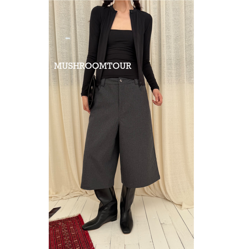 Mushroom Tour Relaxed and Versatile Straight-Leg Cropped Pants Casual Loose Wide-Leg Half Pants Mushroom Tour Relaxed and Versatile Straight-Leg Cropped Pants Casual Loose Wide-Leg Half Pants