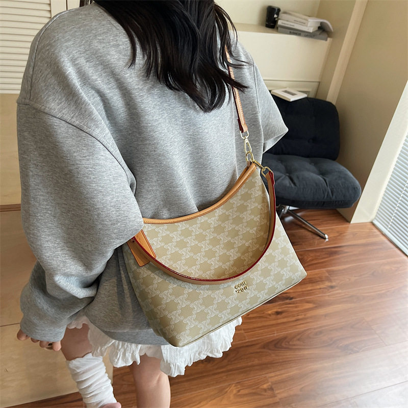 Сумки 2025 летняя новая сумка через плечо с модной текстурой, сумка для поездок на работу в стиле ретро контрастного цвета, популярная сумка большой емкости