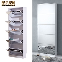 Ultra-thin shoe cabinet 17cm entrance cabinet storage mirror entrance door integrated wall with mirror narrow high vertical household door