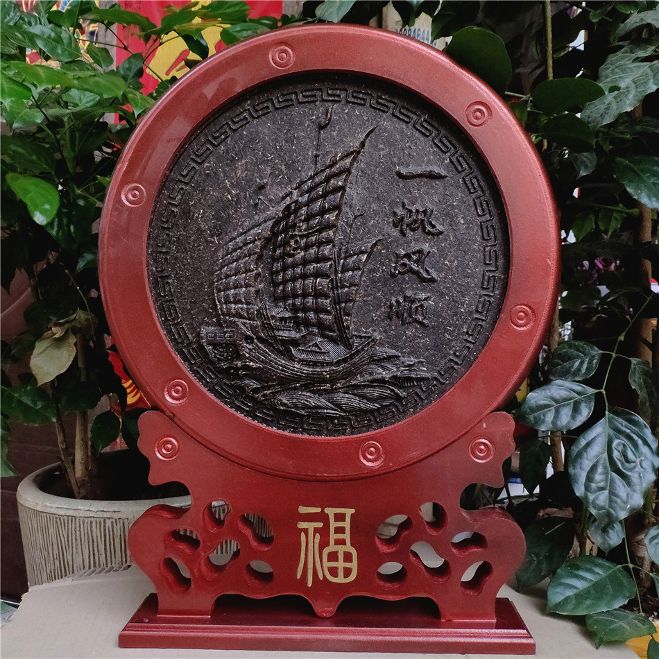 Pu'er tea big exhibition macro picture crafts tea pendulum piece to remember creative gift tea compliment and fortune and swing decoration can be customized