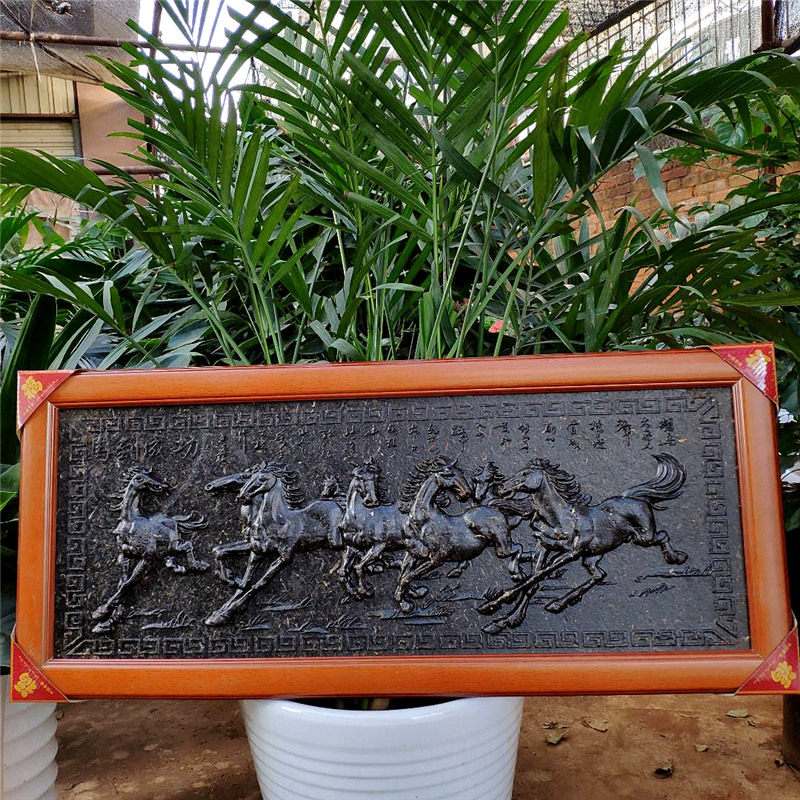 Horse to Success Pu'er Tea Art Tea Carved Plaque Tea Painting Hanging Accessories Square Tea Cake Raw Tea Craft Tea Ceremony Tea Ceremony Tea Ceremony Tea Ceremony