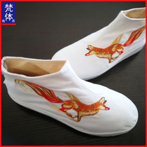 Chinese style Hanfu male retro style Knight mens and womens shoes Chinese style breathable casual embroidery Fox high canvas shoes