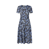 Jiuzi Annako elegant style artistic printed texture light waist dress women 2024 summer new style