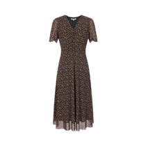 Jiuzi Annako Elegant Lady Style Floral Waist Pleated Lightweight Mid-length Dress Women 2024 Summer New Style