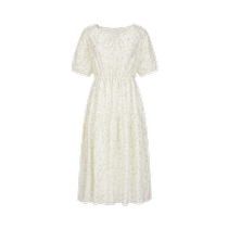 Jiuzi Annako Urban Pastoral Style Hollow Thin Machine Carved Embroidery Waist Dress Women 2024 Summer New Style