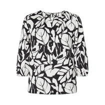Jiuzi Annako silhouette floral elegant light mature loose chiffon three-quarter sleeve top womens 2024 spring new style