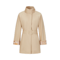 Jiuzi Annako British style khaki atmosphere simple belt windbreaker jacket women 2024 autumn new style